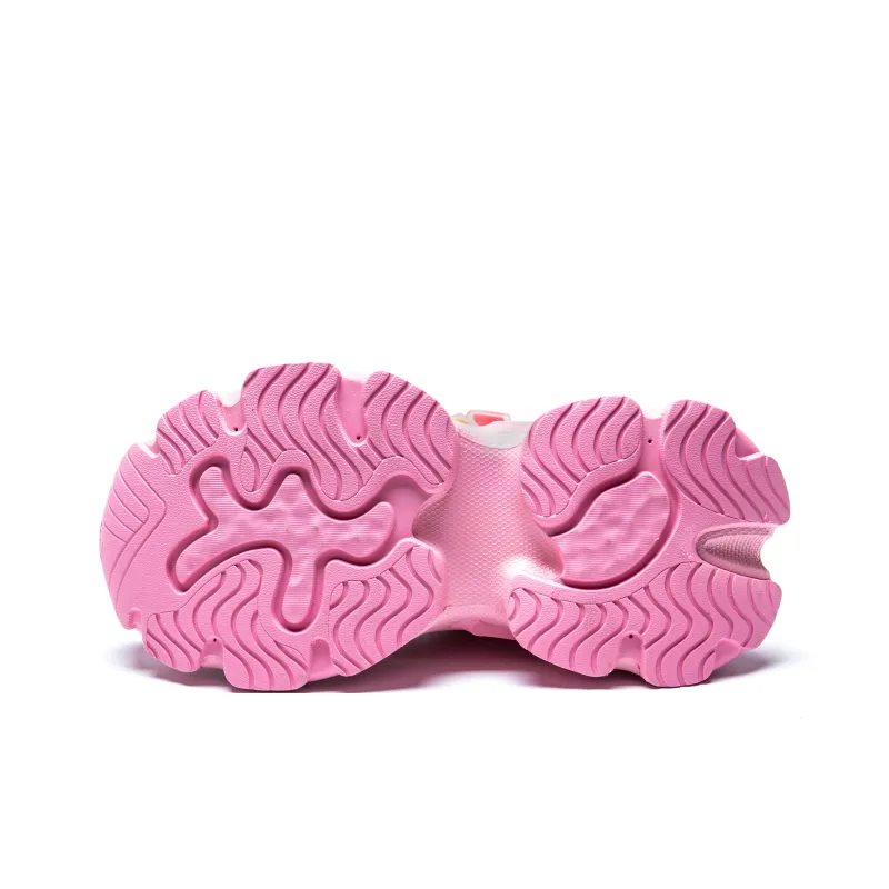 KUX Chunky Sneakers Women's Low Top Rainbow Pink-14