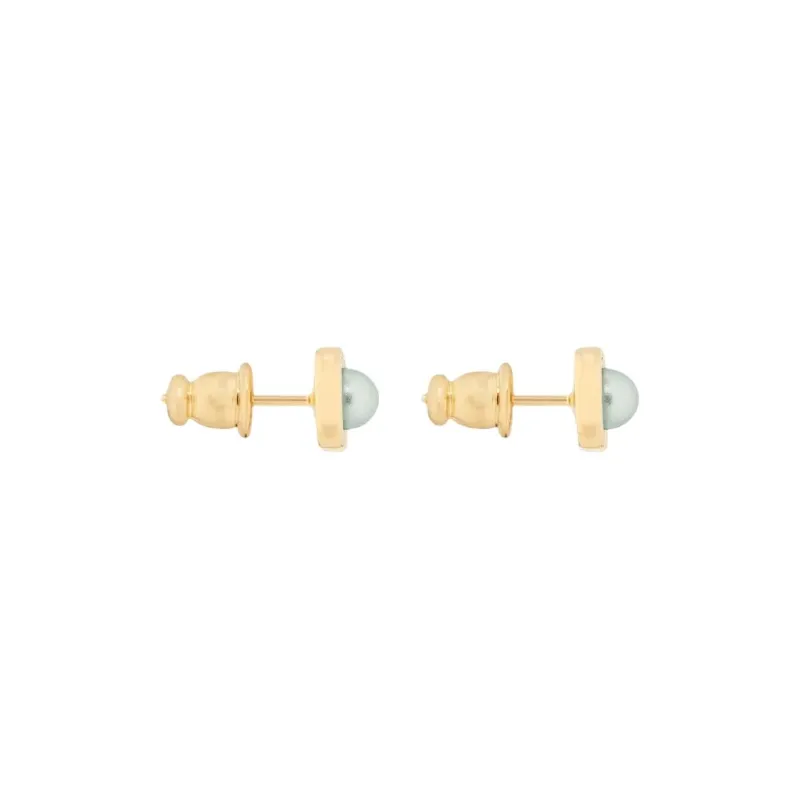 DIOR Resin, Metal Stud Earrings Women's Green-3