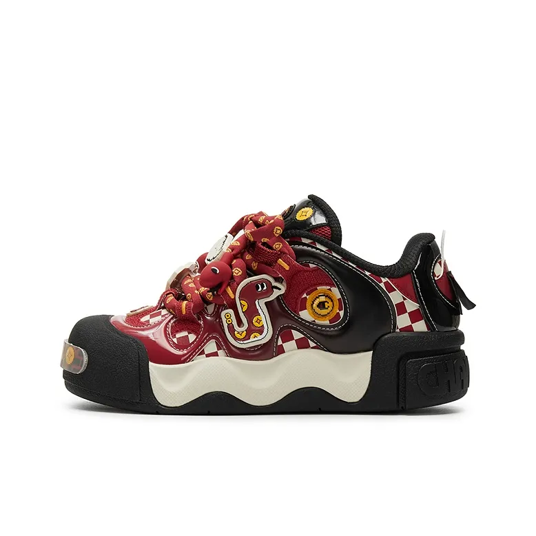 Champion Snake Year Puffy Donut Low-Top Skateboard Shoes Men's Ash Red/Black-0