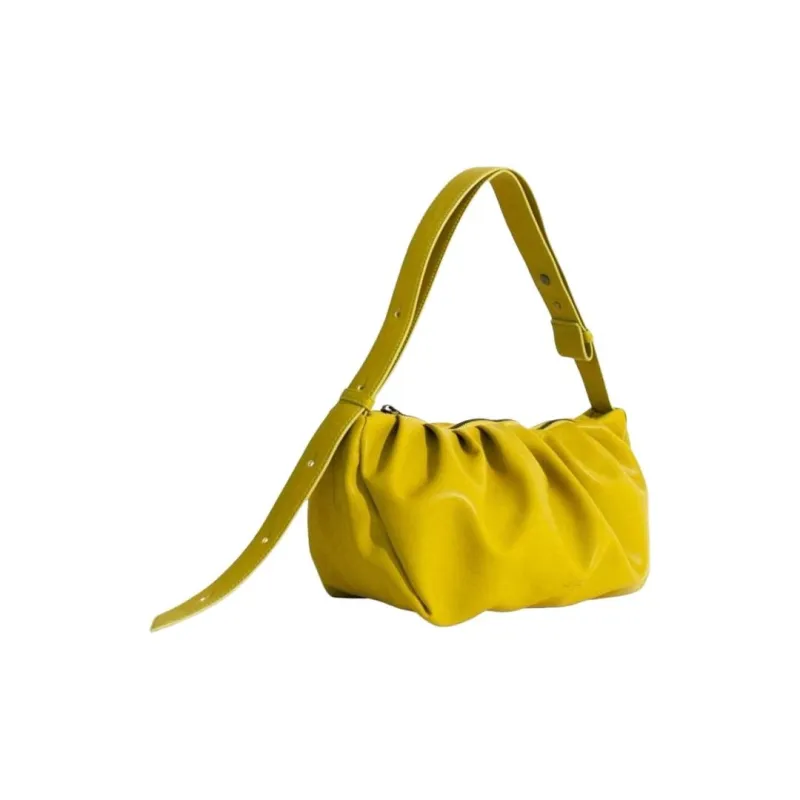 ALICE MARTHA Leather Bonded Polyester Portable Crossbody Bag Shoulder Bag Women's Deep Yellow-1