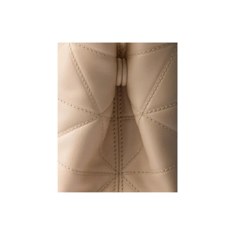 PRADA Quilting Leather Shoulder Bag Crossbody Bag Handbag Small Size Women's Light Brown-5