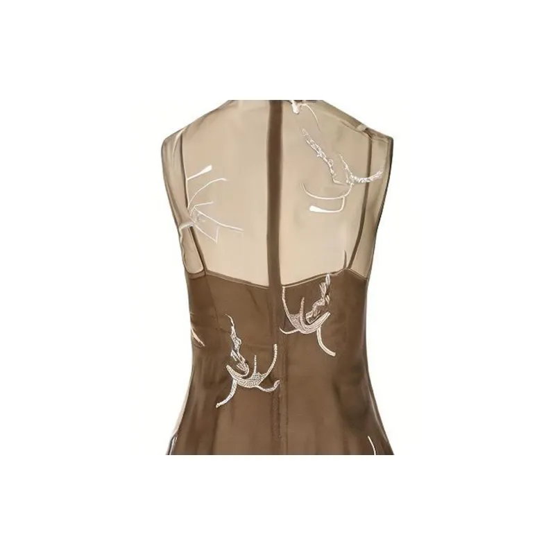 PRADA Allover Embroidered Sleeveless Midi Dress-2