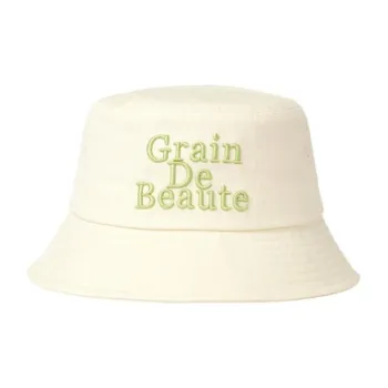 GRAIN DE BEAUTE Cotton Fabric Bucket Hats Unisex White