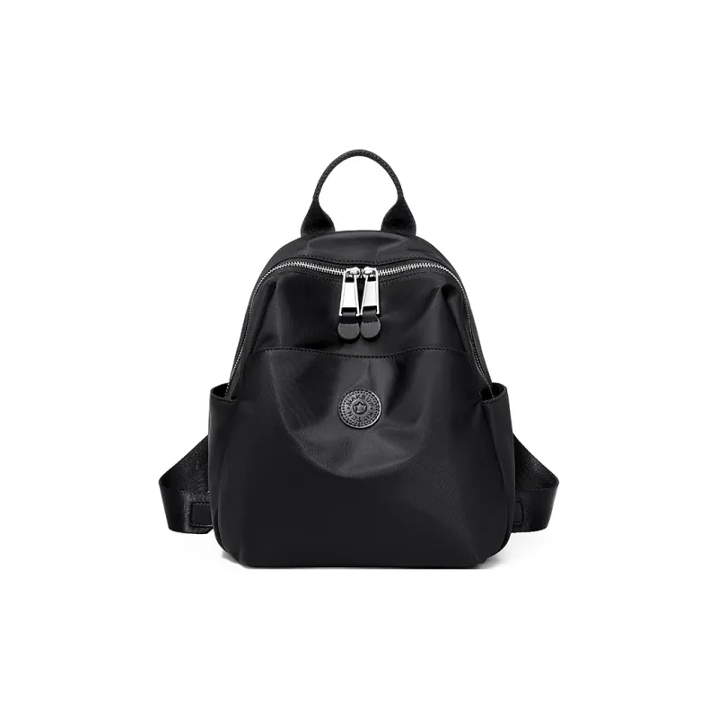 MAKEUP KITTEN Nylon Fabric One Shoulder Portable Backpack Unisex Black/Khaki-6