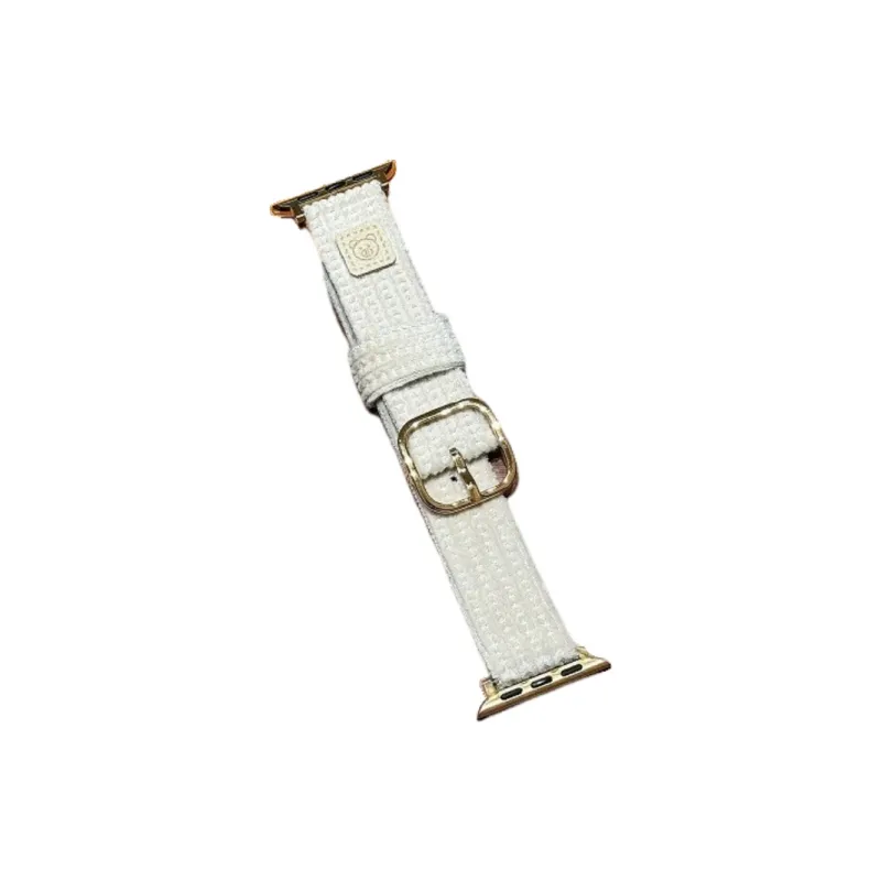 Warbler Dew Compatible With Apple Watch Apple Watch Band S9/S8/SE/7/6/5/4/3 Apple Bear Corduroy Leather Strap-0