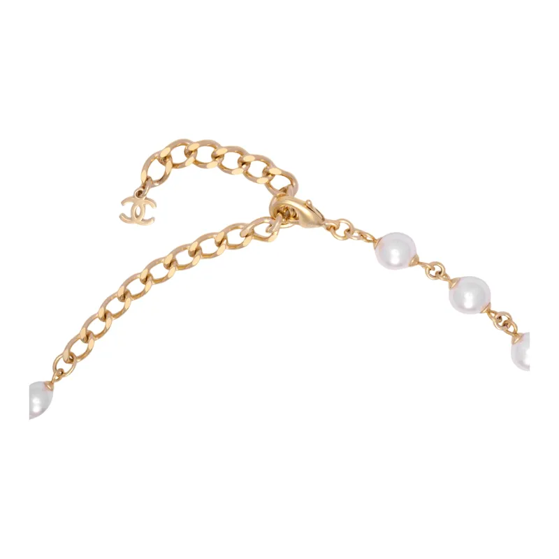 CHANEL Pearl Enamel Necklaces Women's Gold-3