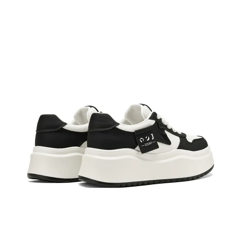 JOSINY Platform Height Increasing Skateboard Shoes Casual Shoes Women's Beige Black-2