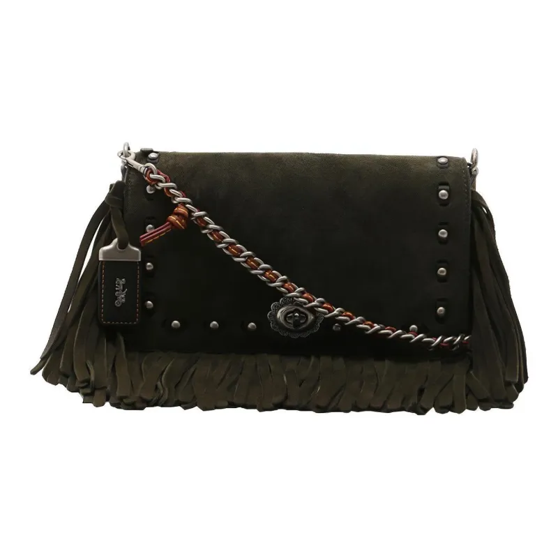 COACH Dinky Suede Crossbody Bag Shoulder Bag Small Size Women's Green-0