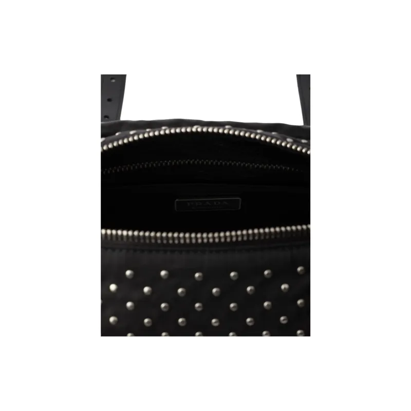 PRADA Fabric Shoulder Bag Crossbody Bag Women's Black-3