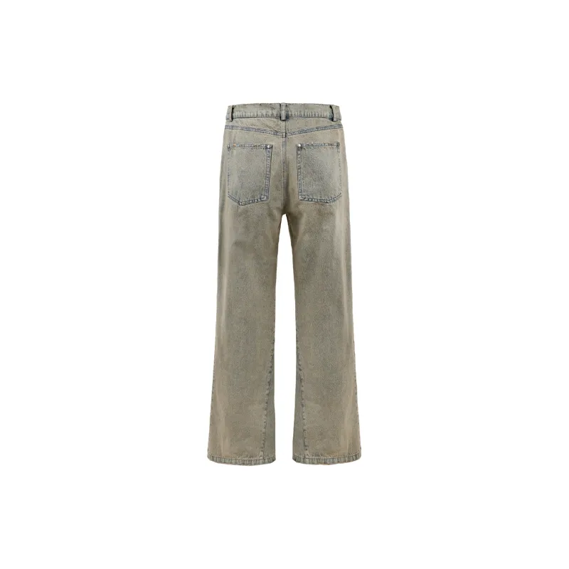 UNDERWATER Sand Patchwork Bootcut Jeans Unisex Dust Sand-1