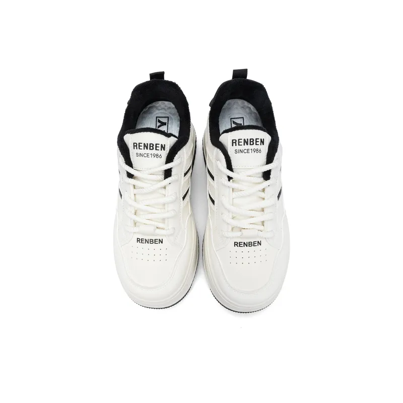 RENBEN Warm Balance Height Increasing Low-Top Skateboard Shoes Women's-3