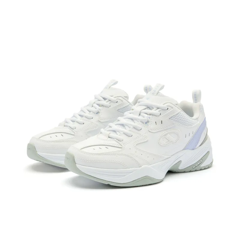 QIAODAN Abrasion Resistant Shock Absorbers With Slip Resistant Features Low Top Badminton Shoes Women's White Purple-2