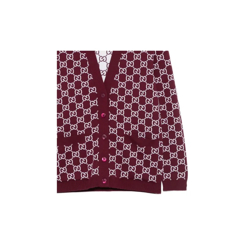 GUCCI Reversible Gg Jacquard Button Up Cardigan-5