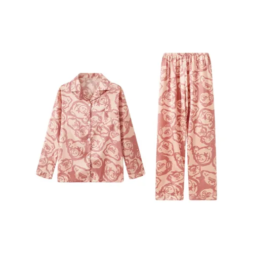Sleep Students Dormitory Home Outerwear Ready Pajama Set Women's Pink