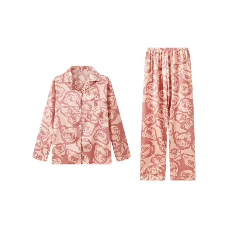 Sleep Students Dormitory Home Outerwear Ready Pajama Set Women's Pink-0
