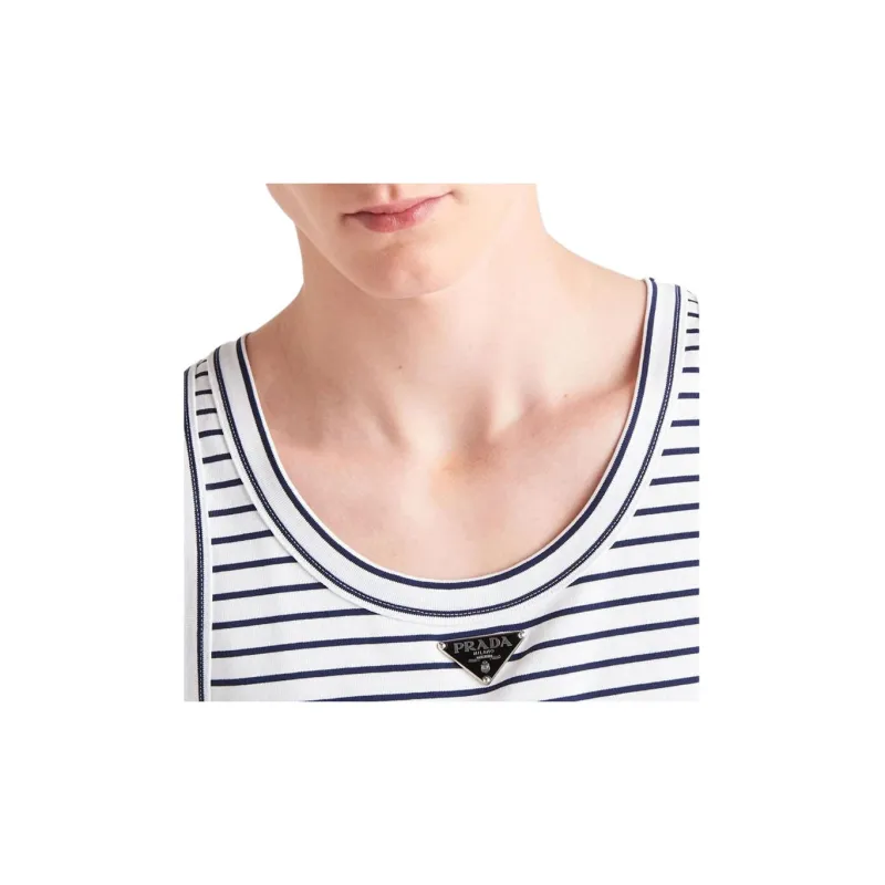 PRADA Triangle-logo Striped Tank Top-2
