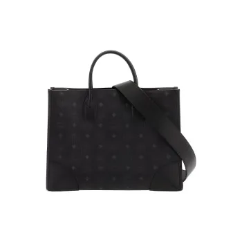 MCM Visetos Leather Combo Bag, Tote Bag, Shopping Bag, Shoulder Bag, Handbag Extra Large Women's Black