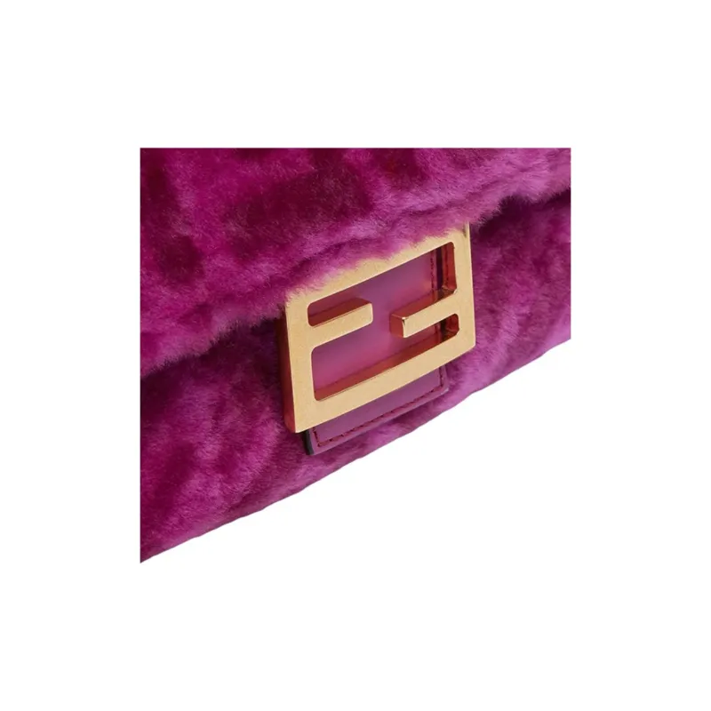 FENDI SKIMS Collaboration Baguette Sheepskin Shoulder Bag Crossbody Bag Handbag Medium Size Women's Purple-3