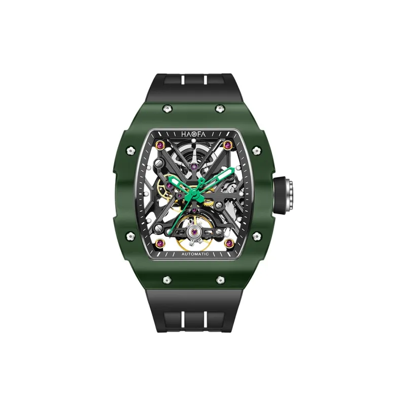HaofaTourbillon Mechanical Movement Rubber Strap Watch Men's Watches Cut-Out Dial-18