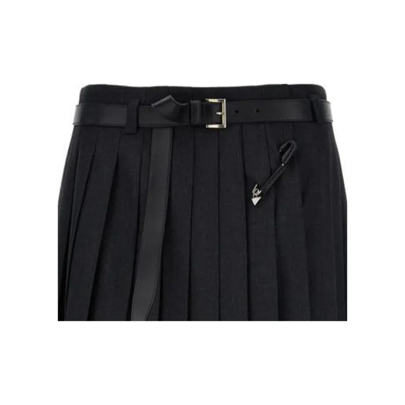PRADA SS24 Casual Long Skirt Women's Black-3