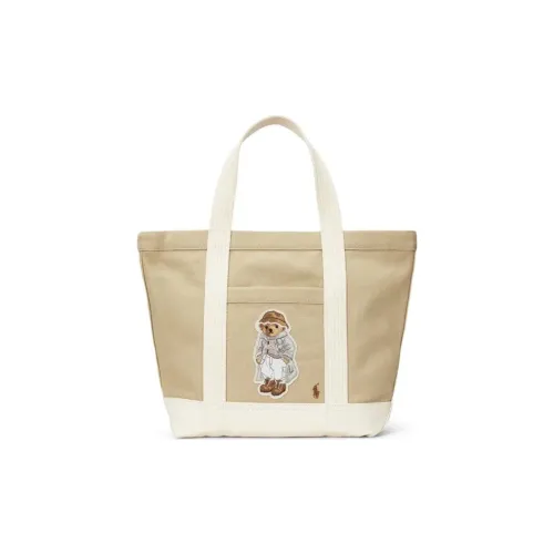 Polo Ralph Lauren Fabric Tote Bag Shopping Bag Handbag Women's Beige