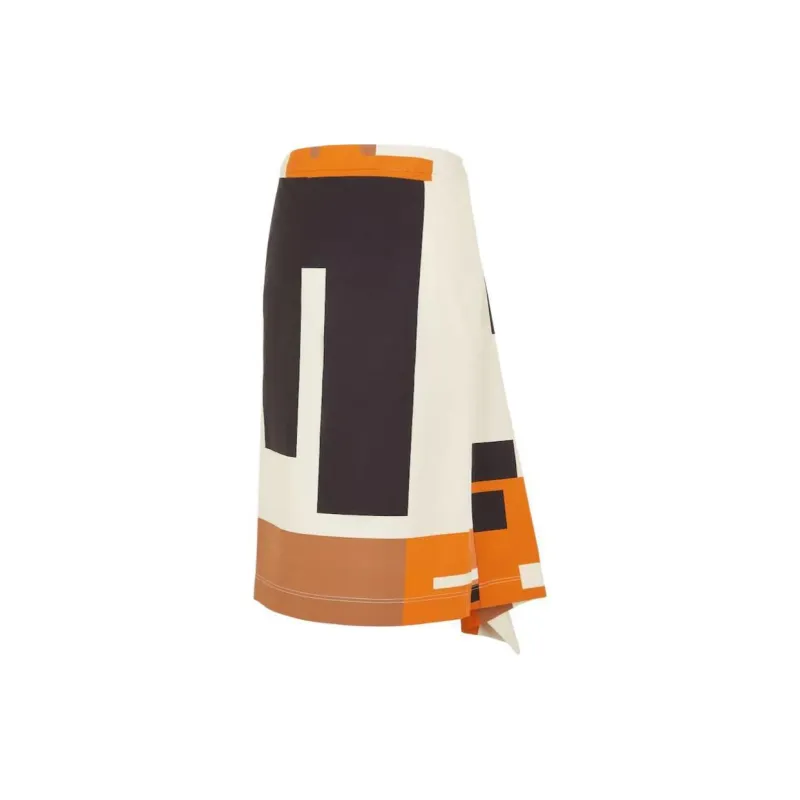 FENDI Asymmetric Hem Draped Midi Skirt-1