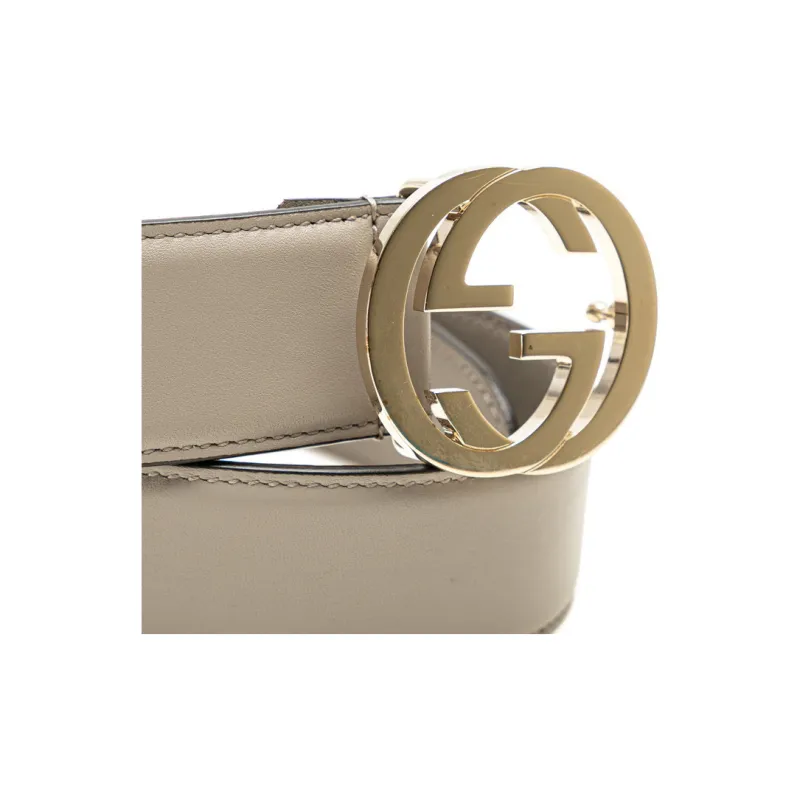 GUCCI Leather Leather Belts Men's Gray Width: 3.5cm-2