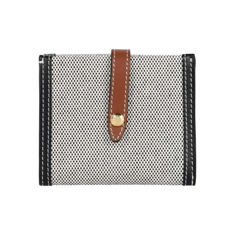 Burberry Horseferry Cotton Patchwork Canvas Canvas Bag Money Clip Wallet Card Holder Unisex Gray-5