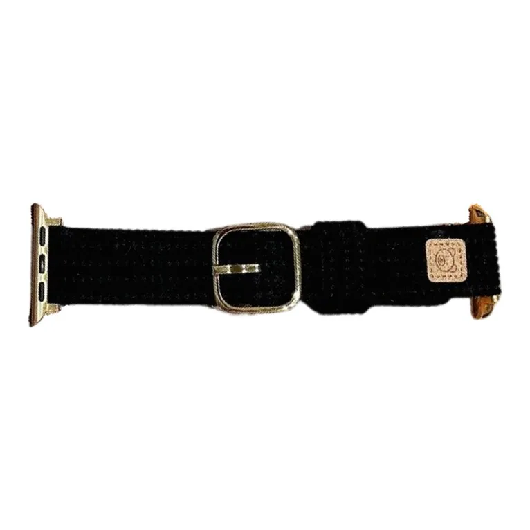Warbler Dew Compatible With Apple Watch Apple Watch Band S9/S8/SE/7/6/5/4/3 Apple Bear Corduroy Leather Strap-5