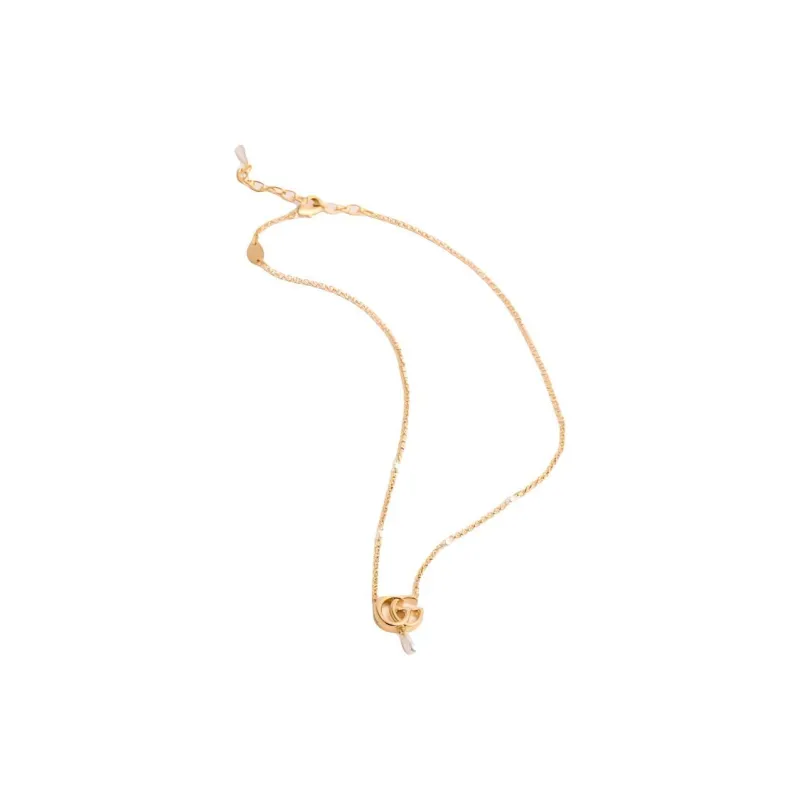 GUCCI Logo Plaque Pearl Drop Necklace-3