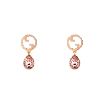 GUCCI Metal, Crystal, Resin Pearl Earrings Unisex Rose Gold