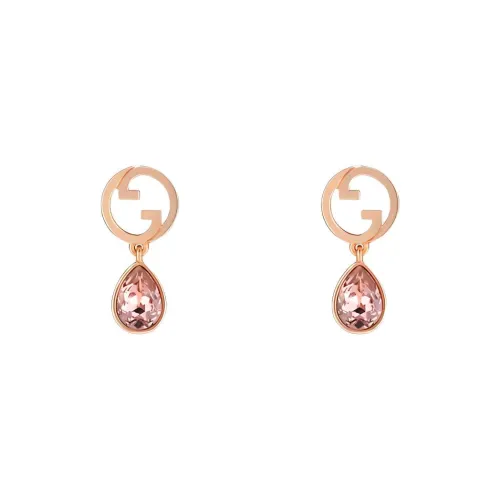GUCCI Metal, Crystal, Resin Pearl Earrings Unisex Rose Gold