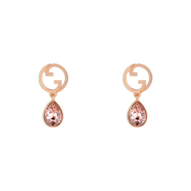 GUCCI Metal, Crystal, Resin Pearl Earrings Unisex Rose Gold-0