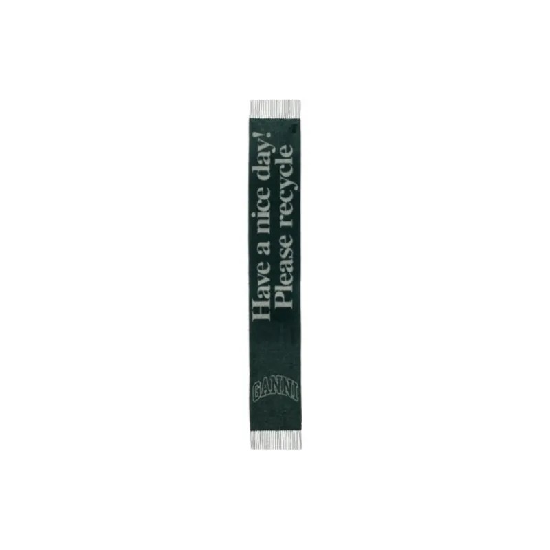 GANNI Recycled Wool, Wool Knit Scarves Women's Green-0