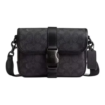 COACH League Coated Canvas Crossbody Bag, Shoulder Bag Small Size Men's Black