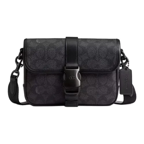 COACH League Coated Canvas Shoulder Bag Crossbody Bag Small Size Men's Black