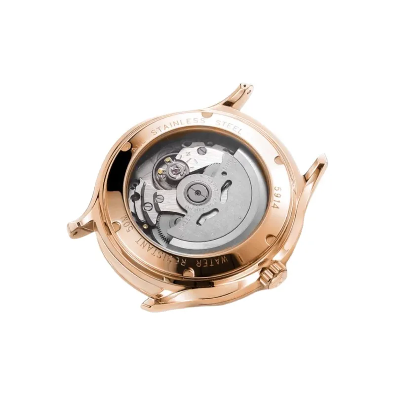 ROSSINI Mechanical Movement Cowhide Strap Watch Women's Watch Black Dial-2