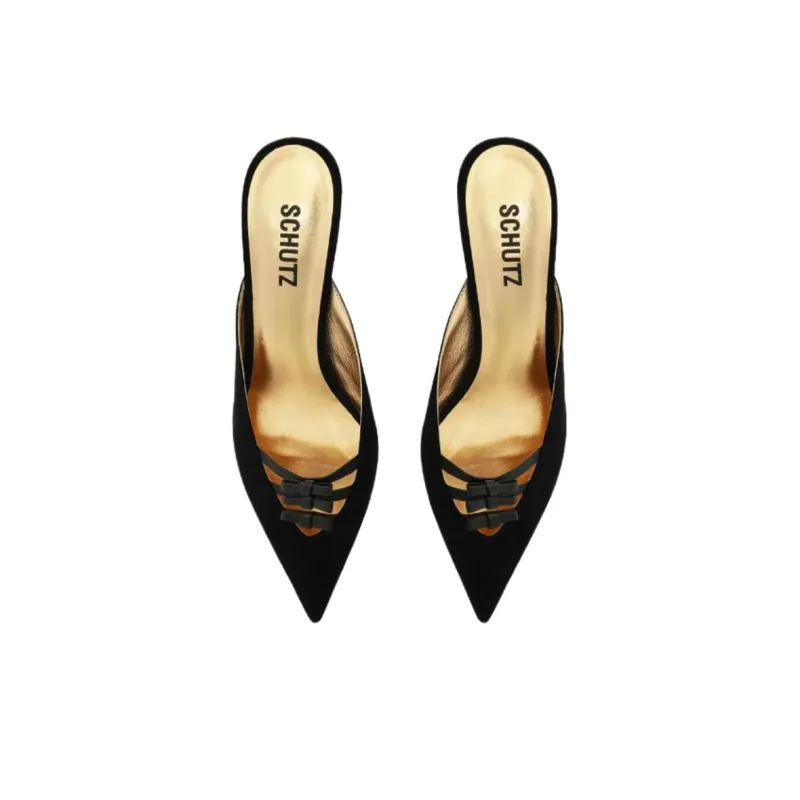 Schutz Closed Toe Slippers 5cm Women's Black-4