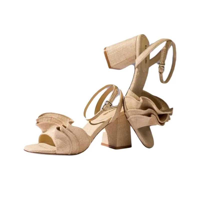 Larroude Selena Strap Sandals 7.5cm Women's Beige-4