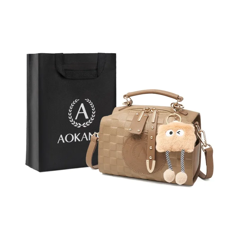AOKANG Cow Leather Pillow Bag, One Shoulder Handbag Regular Women's Ecru/Elephant Gray-4