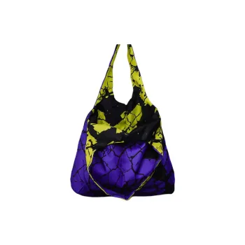 GAGA EQUIPMENT Nylon Tote Bag Shopping Bag Handbag Shoulder Bag Large Size Unisex Yellow Purple Plaid