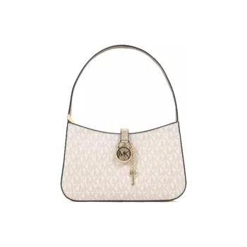 MICHAEL KORS Lyra Coated Canvas With PVC Shoulder Bag, Handbag Trumpets Women's Light Gold