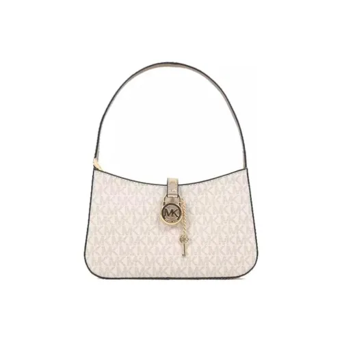 MICHAEL KORS Lyra Coated Canvas With PVC Shoulder Bag, Handbag Trumpets Women's Light Gold