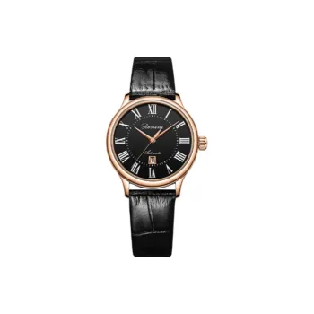 ROSSINI Mechanical Movement Cowhide Strap Watch Women's Watch Black Dial