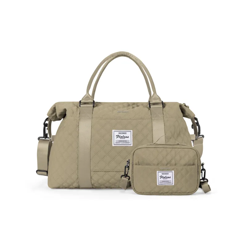 JEANSWEST Fabric Shoulder Bag Crossbody Bag Travel Bag Backpack Regular Unisex Cream Apricot/Dark Green-4