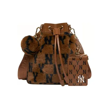 MLB Monogram Collection Fur Bucket Bag, Shoulder Bag, Crossbody Bag Regular Women's Brown