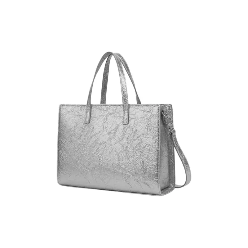 LOVE MOSCHINO Artificial Leather Tote Bag Shopping Bag Shoulder Bag Handbag Medium Size Women's Silver-1