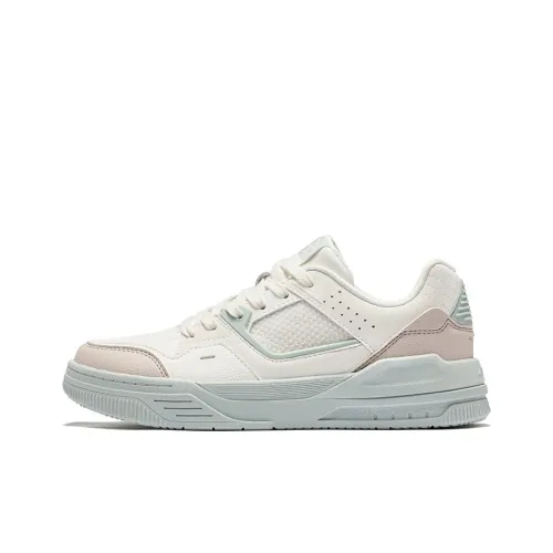 Erke Sheathed Wear Resistant Slip Resistant Low Top Skateboard Shoes Women's Microcrystalline White Pink Brush Gray