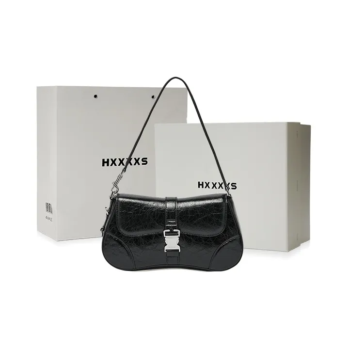 HXXXXS Cow Leather Shoulder Bag Women's Black-4