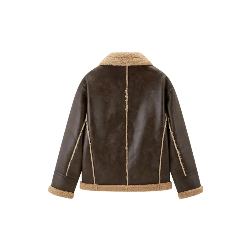 LEDIN Leather Jacket Women's Chocolate Brown-1